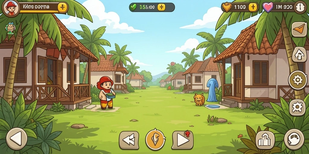 Screenshot yang menunjukkan interaksi multijugador antara dua pemain.